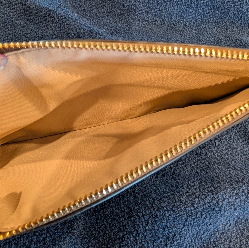 Coach Brown/Gold Metallic Signature Wallet Wristlet - Picture 3 of 3